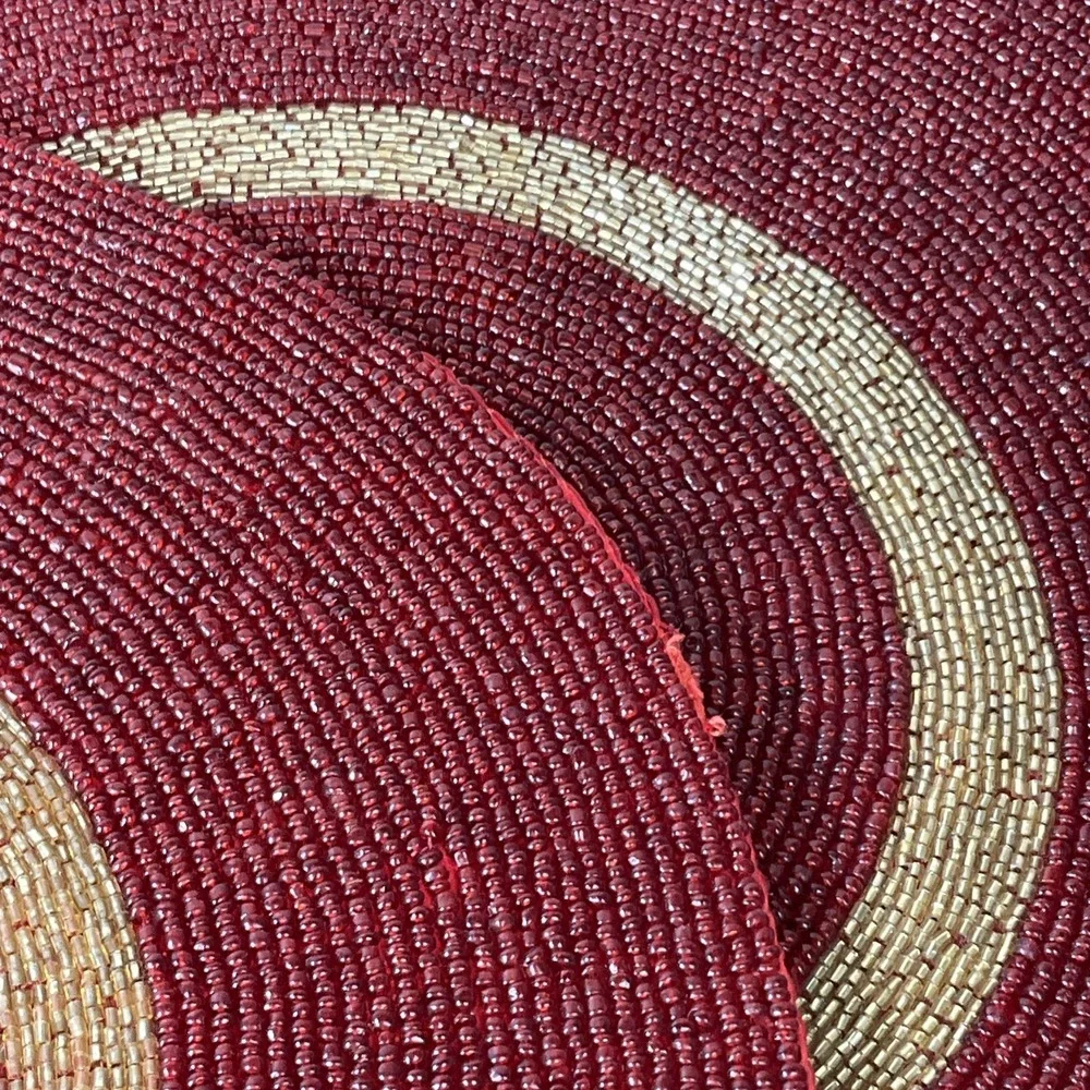 Red & Gold Glass Beaded Chargers Placemats 14